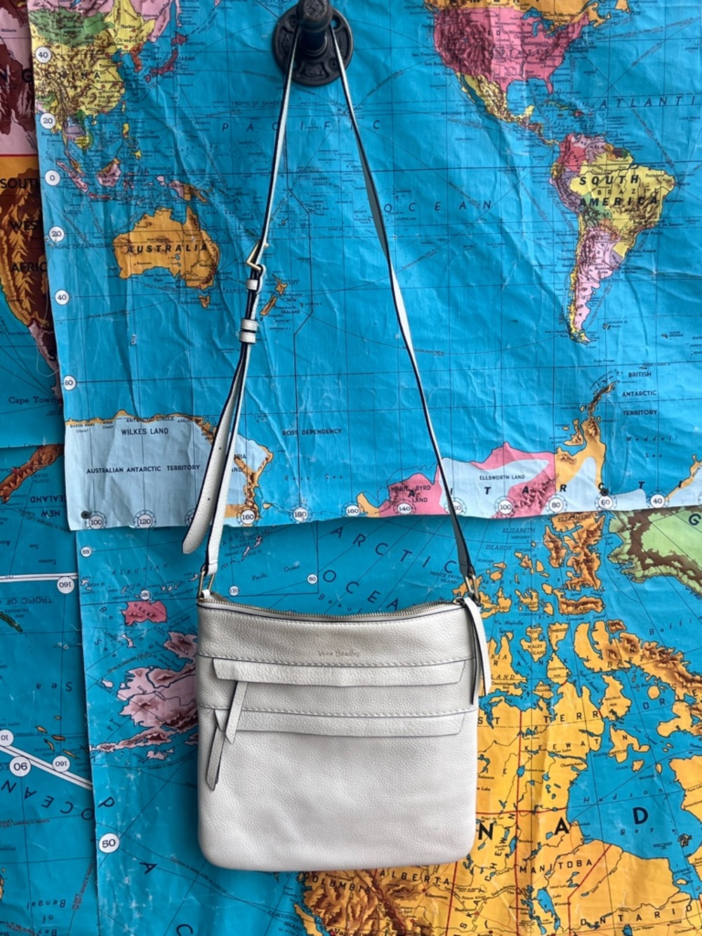 Vera Bradley Pebbled Crossbody Bag in Light Gray